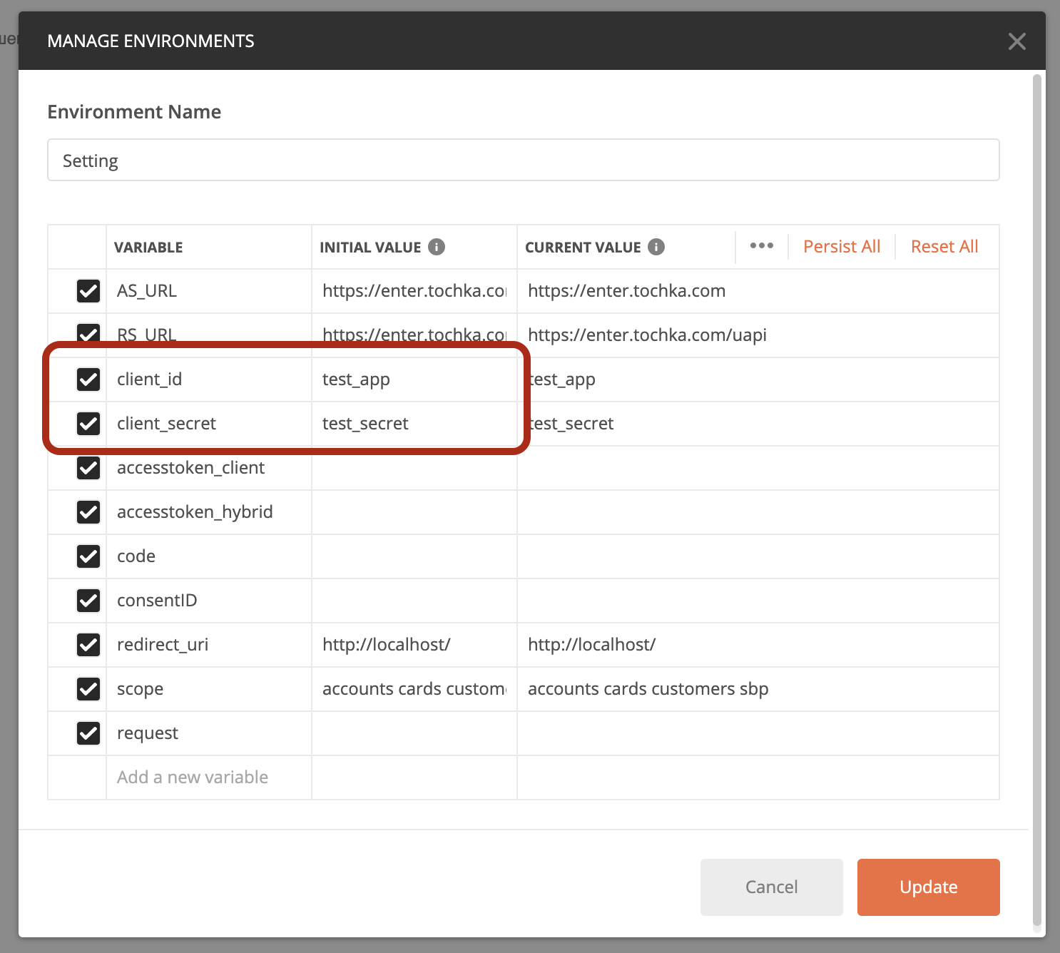 Set env